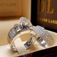 Diamond Engagement And Wedding Ring Set Wedding Rings Engagement Gemstone Wedding Rings Wedding Ring Sets