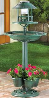 Bird Bath Feeder With Solar Light And Planter Add This Verdigris Planter Birdbath With Solar Light To Your Patio Deck Or Your Favorite Outdoor Area Http Www Solar Fountain Diy Solar Fountain Bird Bath