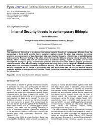 Daniel Internal Security Threat For Ethiopia