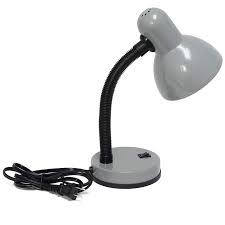 This desk lamp features a painted metal shade, plastic base, flexible hose neck, and on/off switch located on the base for your convenience. Simple Designs Basic Silver Hose Neck Metal Desk Lamp 77g42 Lamps Plus