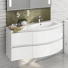 Bespoke hand painted vanity units. Modern White Vanity Unit Curved Bathroom Furniture Sink Basin Wall Hung Right White Vanity Bathroom Modern Bathroom Design Wall Hung Vanity Unit
