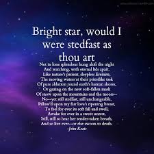 Bright Star By John Keats Favourite Line Awake Forever In A Sweet Unrest Bright Stars Analysis Poetry Out Loud