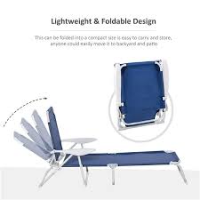 A wider front provides more leg room while a narrower back allows a little more elbow room. Outsunny Deck Chair Grey Metal Stationary Chaise Lounge Chair Blue Solid Seat 84b 438bu Rona
