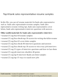 8 bank sales representative resume samples