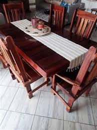 98 l dining table solid oak wood top central metal inlay solid iron legs modern. Sleeper Wood Table In Dining Room Furniture In Gauteng Junk Mail