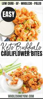 Baked Healthy Buffalo Cauliflower Bites Wings Recipe Paleo Keto In 2020 Healthy Buffalo Cauliflower Cauliflower Bites Buffalo Cauliflower Recipes