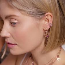 ORECCHINO CERCHIO PICCOLO ROSA