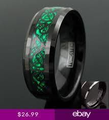 Black And Green Wedding Rings Engraved 8mm Black Tungsten Mens Ring Celtic Dragon Green Wedding Band Em 2020 Acessorios Masculinos Alianca De Namoro Diferente Acessorios