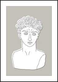 Cartel Minimalista Con Busto De Escultura David Estilo Estético Moderno  Ilustración del Vector