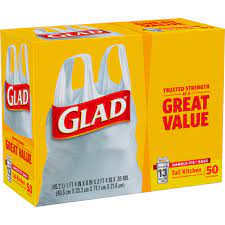 Strong and reliable garbage bag: Glad Tall Handle Tie Kitchen Trash Bags 13 Gallon 50 Ct Walmart Com Walmart Com