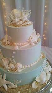2014 Beach Wedding Seashells And Starfish Cake Layered Beach Wedding Cake Beach Wedding Cake Beach Theme Wedding Cakes Wedding Cake Decorations