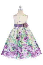 Lavender Fine Cotton Flower Printed Flower Girl Dress Cotton Flower Girl Dress Lilac Flower Girl Dresses Flower Girl Dresses
