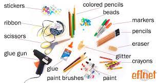 Materials And Tools For Arts And Crafts English Vocabulary English Language Teaching English Stationery