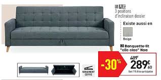Tous les matelas dunlopillo en latex bénéficient de la biportance. Offre Banquette Lit Clic Clas Noa Chez Conforama