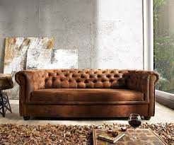Sofa Chesterfield Braun Wildlederoptik 3 Sitzer Moderne Couch Sofa Billig Gunstige Sofas