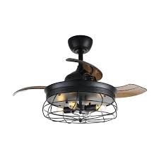 Nordic bedroom decor led ceiling fan light lamp dining room ceiling fans with lights remote control lamps for living room. Parrot Uncle 34 In Black Led Indoor Ceiling Fan With Remote 3 Blade In The Ceiling Fans Department At Lowes Com