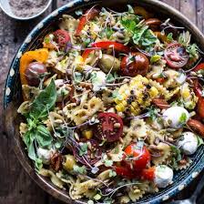 Everything But The Kitchen Sink Pasta Salad Pesto Sun Dried Tomato Olive Bell Pepper Corn Peach Cherry Tomato Ched Pasta Dishes Healthy Recipes Healthy