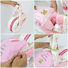 Motorrad Aus Windeln Babykleidern Und Beissring Fur Madchen Geschenke Fur Babyparty Baby Geschenke Basteln Windeln