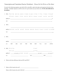 Transcription is the first step of gene expression, where the messenger rna is decoded in a ribosome to produce polypeptide which later folds into an active pro. Transcription And Translation Practice Worksheet Dna