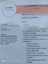 Check spelling or type a new query. Loker Temanku Pt Fuji Bolt Indonesi Butuh Qc Perempuan Facebook