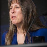 Cynthia Schaeffer, caption writer, operates the Wang word processor in the  accessioning of new material for the Still Media files of the Defense  Audiovisual Agency, which is consolidating the audiovisual functions of