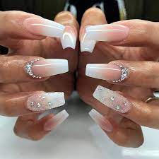 9 Charming Color Scheme Ideas Pink And White Coffin Nails Art For Your Fun Summer Fashions Nowadays Long Acrylic Nail Designs Diamond Nail Designs Diamond Nails