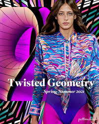 Spring Summer 2021 Print Pattern Trend Twisted Geometry Fashion Trend Forecast Fashion Trending Moodboard Print Trends