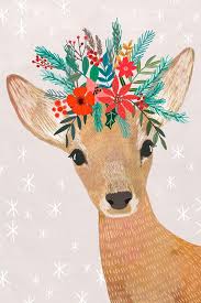 Christmas Deer By Mia Charro Christmas Paintings Christmas Illustration Christmas Art