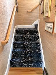 Blue Deerfield Wall To Wall Custom Stair Runner Animal Print Stair Runner Stair Runner Stairs