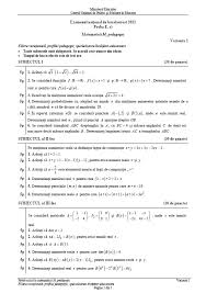 Să aflăm deci rezolvarea subiectelor la matematică + baremul de corectare. Lyw3rais En3xm