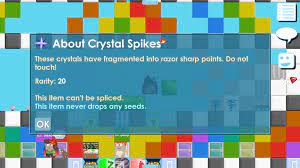 Setelah itu seednya dihapus dari rare seed pack dan membuat crystal block sangat langka. Crystal Tree Blocks Crystal Spikes Recipe Growtopia Forums