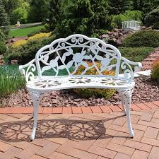 Montezuma Cast Aluminum Garden Bench Cast Aluminum Patio Furniture White Garden Bench Outdoor Garden Bench