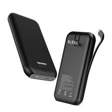 Heloideo 15000mah Lightning Cable Power Bank Ac Plug Fast Charging Portable Charger Built In Lighting Cable