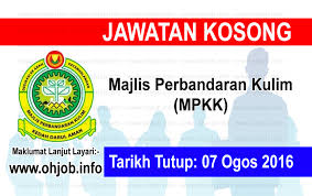 Peluang permohonan terbuka kepada pemohon yang berkelayakan dan berminat untuk mengisi kekosongan jawatan di majlis perbandaran kulim kedah (mpkk). Jawatan Kosong Majlis Perbandaran Kulim Mpkk 07 Ogos 2016 Jawatan Kosong Kerajaan Swasta Terkini Malaysia 2021 2022