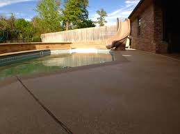 Resurfaced Concrete Pool Deck Spray Down Cool Deck Finish Buff Integral Color And Concrete Sealer Concrete Decor Concrete Pool Pool Deck