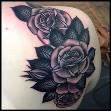 Chest tattoo traditional black and grey roses chest. Black And Grey Roses Tattoo On Back Shoulder