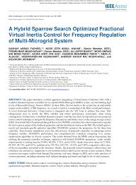 PDF) A Hybrid Sparrow Search Optimized Fractional Virtual Inertia Control  for Frequency Regulation of Multi-Microgrid System