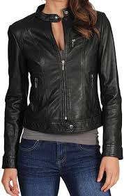 Dolly Lamb Women S Lambskin Leather Moto Biker Jacket Winter Wear Round Neck C Leather Motorcycle Jacket Women Leather Jacket Black Motorcycle Jacket Women