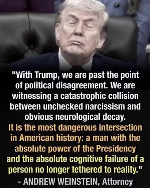 With Trump, we are past the point of political disagreement. We are witnessing a catastrophic collision between unchecked narcissism and obvious neurological decay. It is the most dangerous intersection in American history: