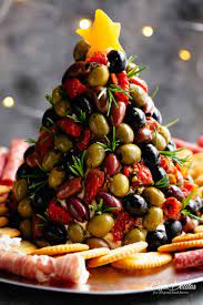Christmas appetizers christmas recipes peach syrup tree shapes. Antipasto Cheese Ball Christmas Tree Cafe Delites