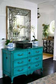 Painted Accent Chest Cottage Entrance Foyer Classic Casual Home For christmas, i added this super easy diy christmas wreath to give the mirror some extra pizazz.