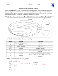 Access numbers worksheets for grade levels kindergarten throught sixth. Classifying Real Numbers