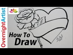 Outline drawing of flowers ouarzazate kasbah hearts on fire drawings tribal heart tattoos heart valentines day drawings heart drawings with flames heart pages for coloring dibujos de amor heart coloring pages png big heart other popular clip arts. Beautiful Easy Drawing For Real Beginners How To Draw Heart Rose Banner Youtube