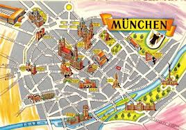 Vintage 1960s Munich Munchen Germany Postcard Map City Street Plan By Kruger 26c City Maps Munich Map