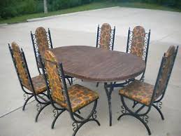 Vintage Retro 1960 S Wrought Iron Dining Table And 6 Chairs 2 Leaves Pu Ohio Wrought Iron Chairs Wrought Iron Dining Table Wrought Iron Table