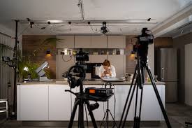 tv set studio kitchen female cook