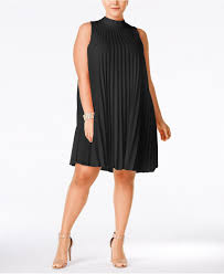 Soprano Plus Size High Neck Pleated Shift Dress Dresses Plus Sizes Macy S Pleated Shift Dress Plus Size Dresses Fashion