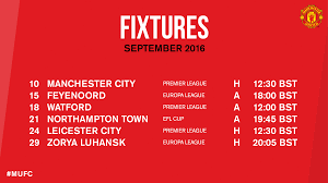 Manchester united scores, results and fixtures on bbc sport, including live football scores, goals and goal scorers. Manchester United On Twitter A Reminder Of Our September Fixtures Mufc