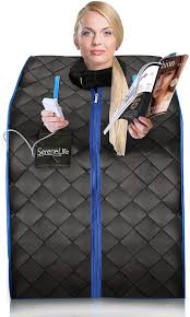 Quick and easy inclusion of home infrared sauna Amazon Com Serenelife Azslisau10bk Infrared Home Spa One Person Sauna With Heating Foot Pad And Portable Chair Black Garden Outdoor