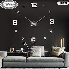 mode 3d groot formaat wandklok spiegel sticker diy korte woonkamer huis thuis mooie creatieve meetting kamer muur de wandklok spiegel versieren spiegelwanden